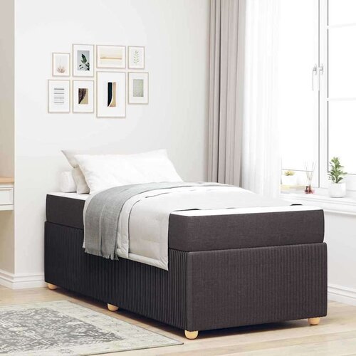  Posteljni okvir z vzmetnico Temno rjava 90 x 200 cm blago Cene