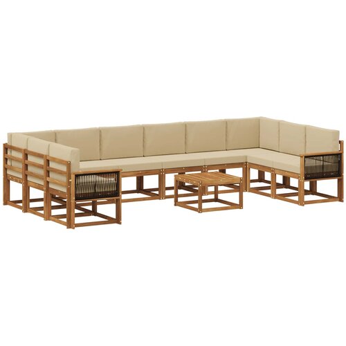 vidaXL Zunanja garnitura za sedenje z blazino 11 pcs Naravna in bež, (5000281475) Cene