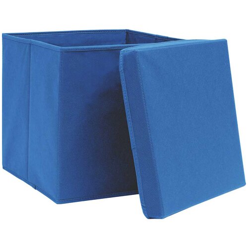  Kutije za pohranu s poklopcima 10 kom plave 32x32x32 cm tkanina Slike