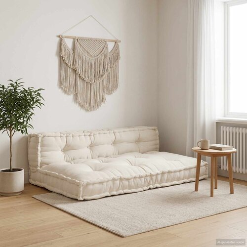  Jastučić za paletni kauč 2 pcs Krem 120 x 80 x 38 cm Tkanina Slike