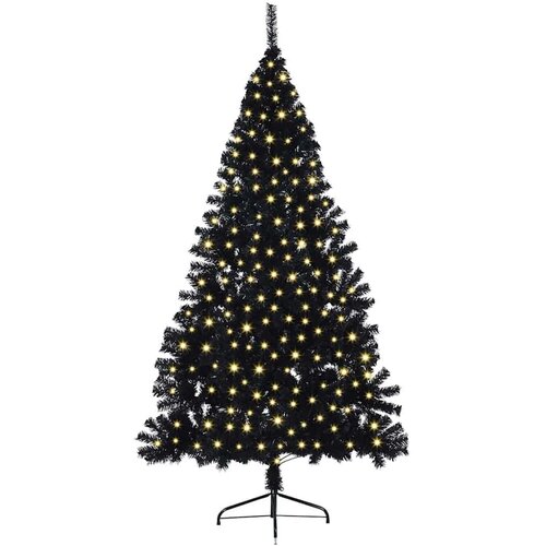 VidaXL Umjetno predsvijetljeno božićno drvce Crna 210 cm PVC Slike