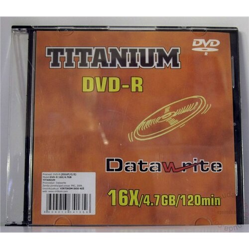 Datawrite DVD-R 4.7GB 16X TITANIUM SLIM CASE disk Slike