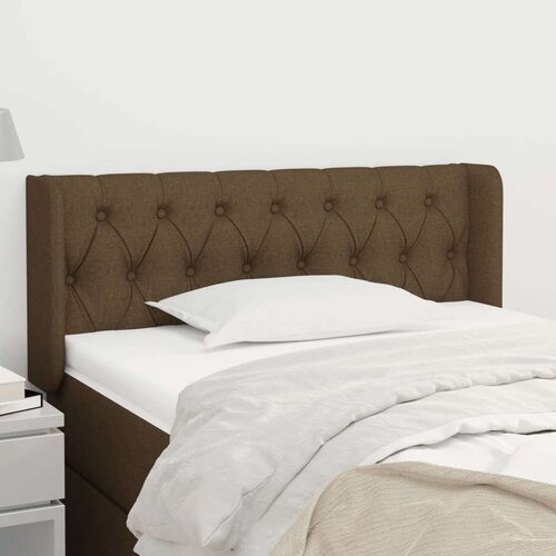  Vzglavje z u&amp;scaron;esi temno rjavo 93x16x78/88 cm blago, (20737828) Slike