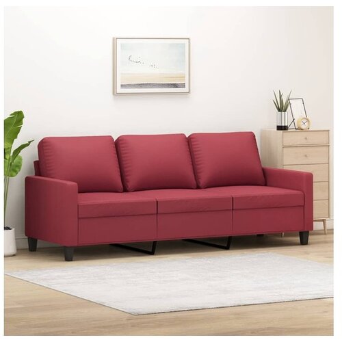 VidaXL Kavč trosed vinsko rdeč 180 cm umetno usnje Slike