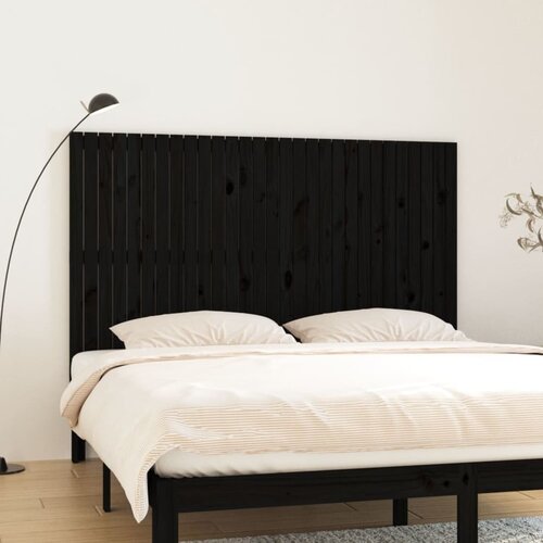 Zidno uzglavlje crni 185x3x110 cm od masivne borovine Cijene
