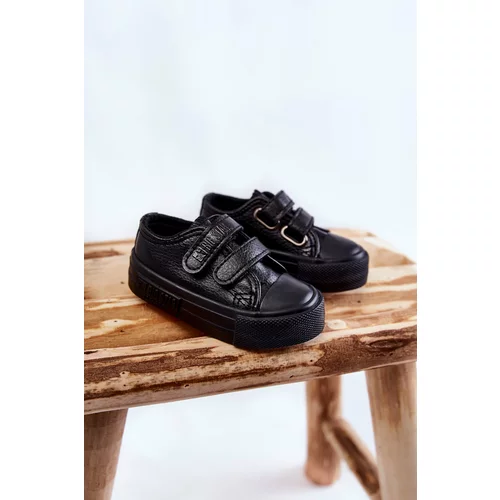 Big Star Children's Leather Sneakers With Velcro BIG STAR KK374090 Black