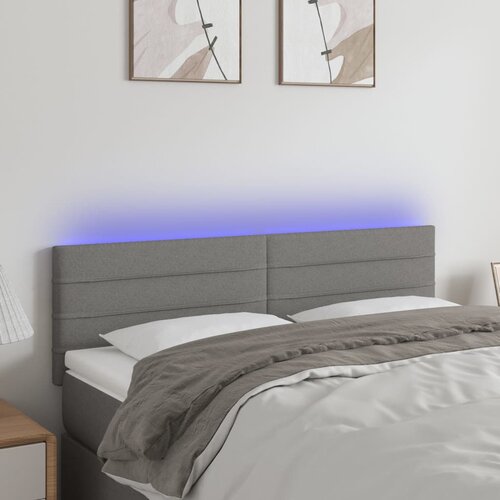The Living Store LED posteljno vzglavje temno sivo 144x5x78/88 cm blago - LED Vzglavje, (21659858) Cene