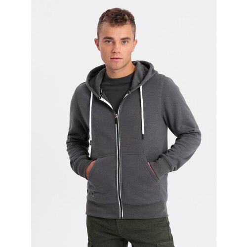 Ombre BASIC men's zip-up hoodie - graphite Cene