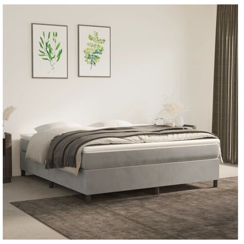  Box spring postelja z vzmetnico svetlo siva 160x200 cm žamet Cene