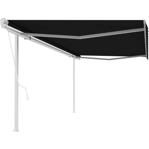 vidaXL automatska tenda na uvlačenje sa stupovima 5 x 3 m antracit