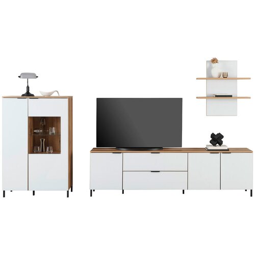 Lesnina XXXL TV-Lowboard Austin 225 cm bela, barve hrasta Slike