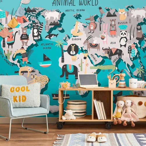 Artgeist Fototapeta Colourful World Map, 100x70cm Slike