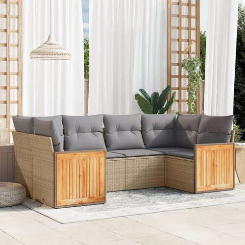 VidaXL 6-dijelni set vrtnih sofa s jastucima bež od poliratana Slike