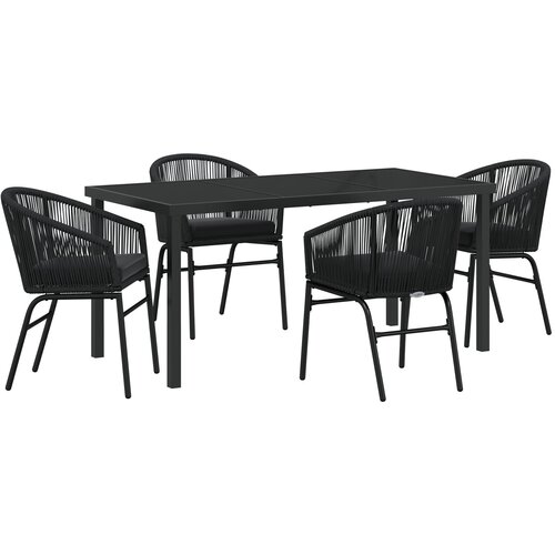 VidaXL set od 5 komada vrtnih stolica crni poli ratan Slike