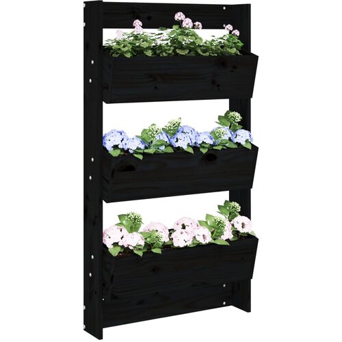 vidaXL Zidna sadilica s 3 razine 60 x 18 5 x 110 cm crna od borovine Cijene
