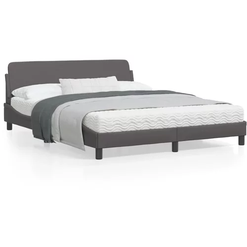 vidaXL Okvir za krevet s uzglavljem sivi 160x200 cm od umjetne kože