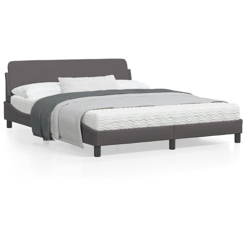 VidaXL Posteljni okvir z vzglavjem siv 160x200 cm umetno usnje Slike