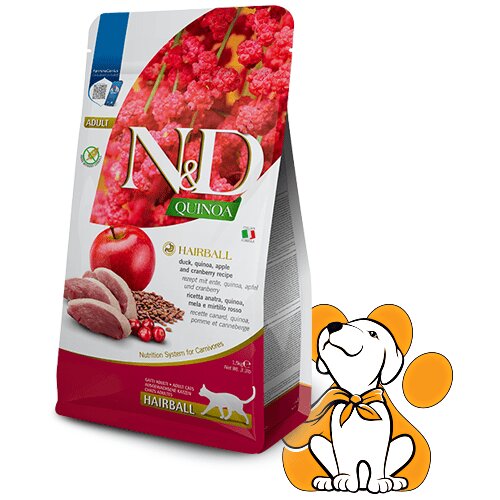 N&amp;amp;d Suva hrana za izbacivanje kuglica dlaka kod mačaka - pačetina, kinoa, jabuka i brusnica 1.5kg Slike