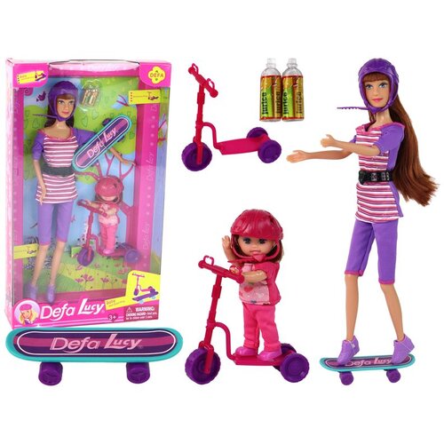  Set lutaka Lucy s romobilom, skateboardom i kacigama ljubičasti Slike