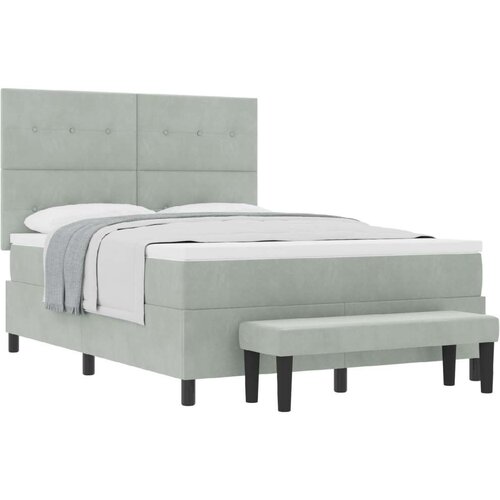 Box Spring Krevet s Madracem i Klupom Svijetlosivi 140x200 cm Baršun Cijene
