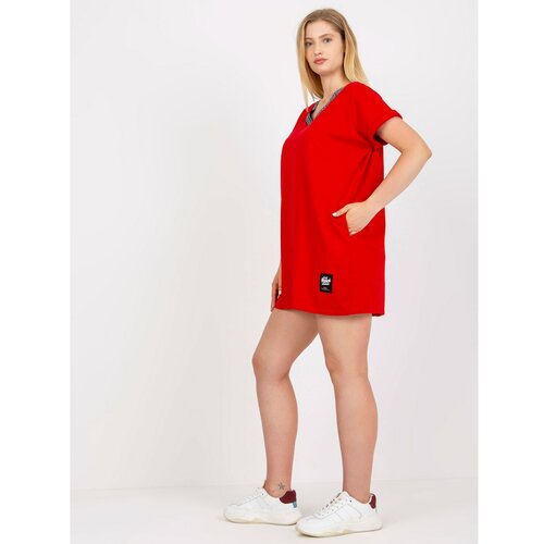 Fashion Hunters Plus size red blouse with short sleeves Cene