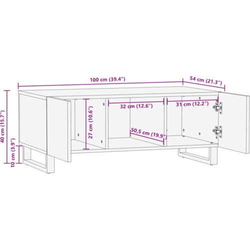 VidaXL Klubska miza s polico s shranjevanjem z vrati Bela, Črna 100 x 50 x 40 cm Slike