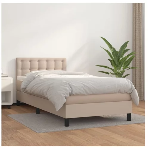  Box spring postelja z vzmetnico kapučino 90x200 cm umetno usnje