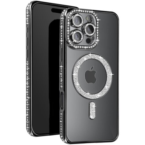 AVIZAR Diamantno ohi&scaron;je MagSafe za iPhone 16 Pro Max z luksuznim dizajnom, Črna, (5000189704) Cene