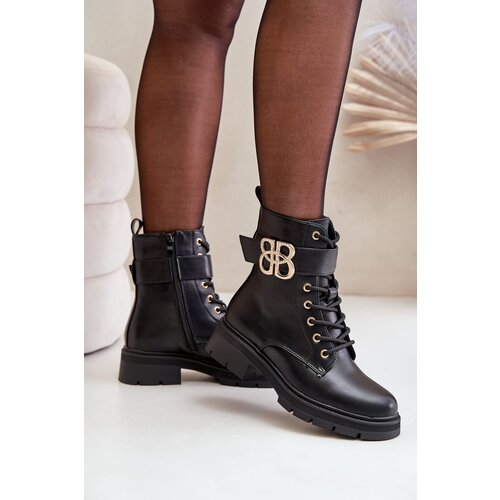 FB3 Women&amp;#039;s Insulated Boots With Gold Decoration Black Nealithra Slike