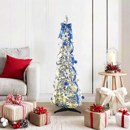 VidaXL Umestno božično drevo med 50 LED z stojalom Zelena 120 cm PVC Slike