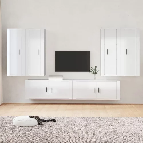  6-dijelni set TV ormarića sjajni bijeli drveni