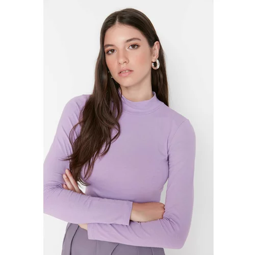 Trendyol Lilac Stand Collar Knitted Body