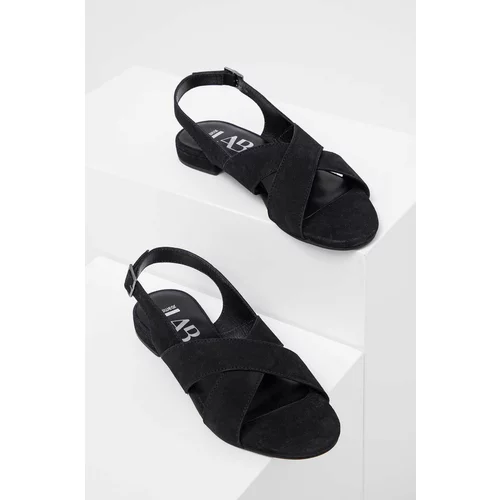 Answear Lab Sandale od brušene kože za žene, boja: crna