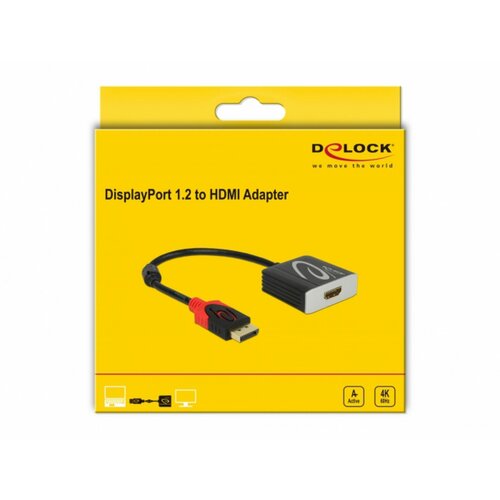Delock 62734 DisplayPort / HDMI adapter [1x mu&amp;scaron;ki konektor DisplayPort - 1x ženski konektor HDMI] crna 0.20 m Slike