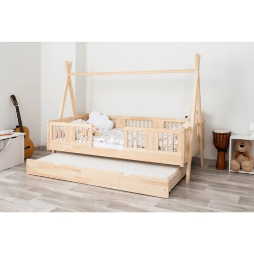 Molarem Home Drveni dječji krevet Luna Tipi - svijetlo drvo - 180x90 cm - Dodatni krevet Slike