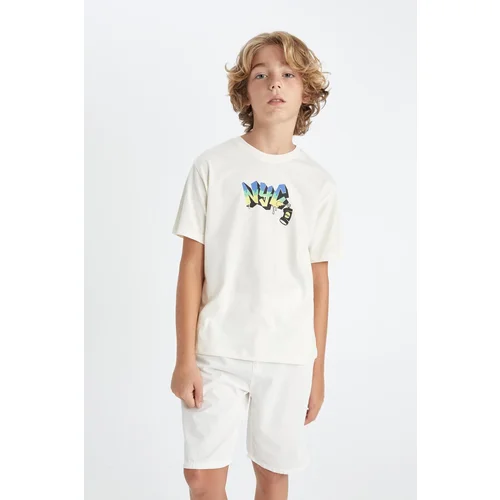 Defacto Boy's Crew Neck Embroidered Short Sleeve T-Shirt