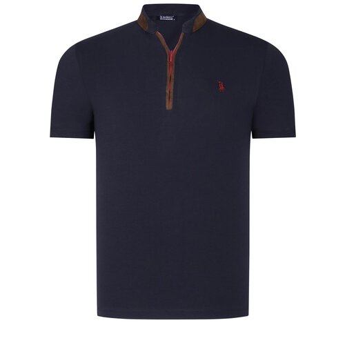 Dewberry T8571 ZIPPERED MEN&amp;#039;S T-SHIRT-PLAIN NAVY BLUE Slike
