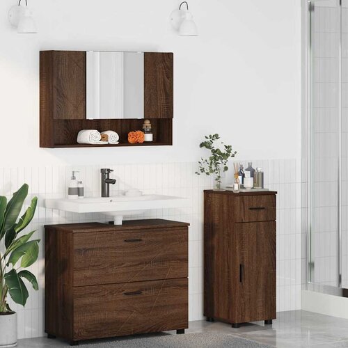 vidaXL set namještaja za kupaonicu 3 pcs smeđi hrast 76.5 x 35 x 64 cm Cijene