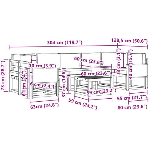  Set vanjskih sofa 6 kom. Prirodna Slike
