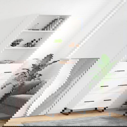 vidaXL Visoka omara bela 69,5x34x180 cm inženirski les Cene
