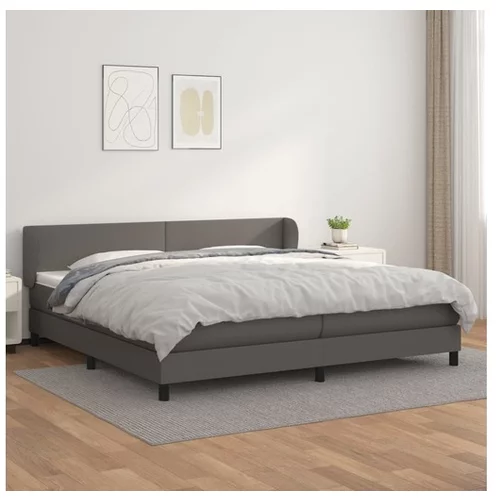  Box spring postelja z vzmetnico siva 200x200 cm umetno usnje