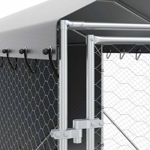  Vanjski kavez za pse s krovom srebrni 2x14x2,5m pocinčani čelik Slike