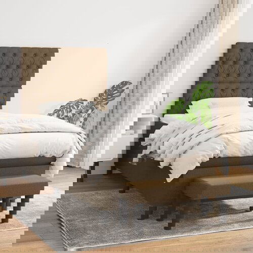  The Living Store Box spring postelja z vzmetnico temno rjav 90x190 cm blago - Box Spring Postelja, (21502821) Slike