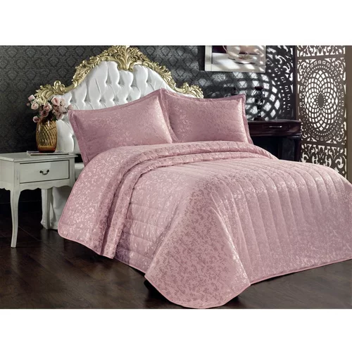 Mijolnir Ružičasti pamučan prošiven prekrivač za bračni krevet 240x260 cm Bulut –