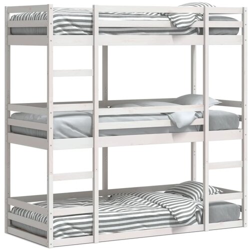 vidaXL Trojni pograd bel 75x190 cm trdna borovina Cene