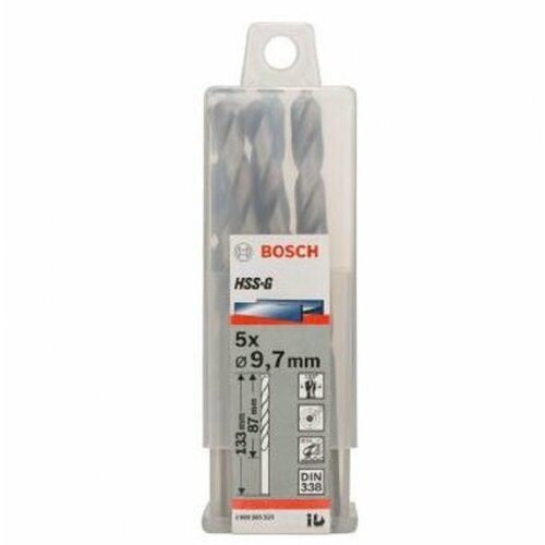 Bosch burgija za metal hss-g, din 338 9,7 x 87 x 133 mm pakovanje od 5 komada Cene