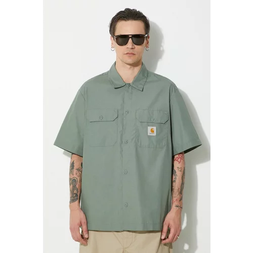 Carhartt WIP Košulja S/S Craft Shirt za muškarce, boja: zelena, relaxed, s klasičnim ovratnikom, I033023.1YFXX