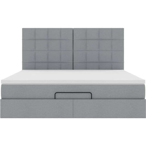 vidaXL Otomanski posteljni okvir z vzmetnico siv 180x200 cm blago Cene