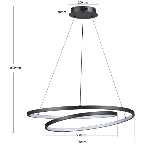  Brilagi-LED prigu&amp;scaron;iva luster na sajli TWISTER LED/75W/230V prečnik 70 cm crna +DO Slike