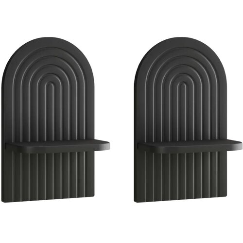  Zidna polica 2 kom. Crna 23 x 13 5 x 37 5 cm Prerađeno drvo - Crna 23 cm Slike